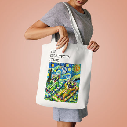 Cotton Tote Bag - Eucalyptus Spa Day - Relaxed Koalas - Post-Impressionist Style