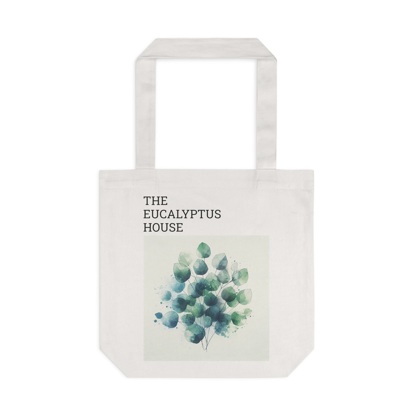 Cotton Tote Bag with Founded Eucalyptus Leaf Design