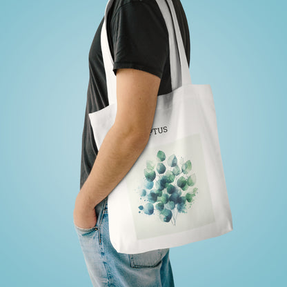 Cotton Tote Bag with Founded Eucalyptus Leaf Design